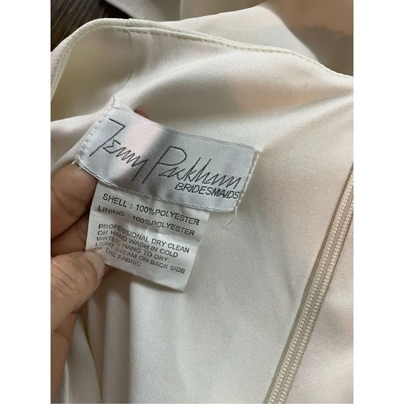 Jenny Packham V-Neck Crepe Column Gown Dress with Slit Size 18R1 - Picture 3 of 12